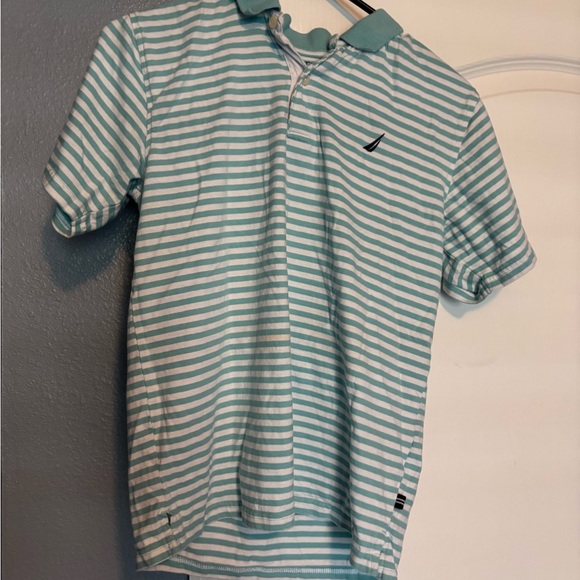 Nautica Men's Polo Shirt - Teal and White Stripes - Picture 1 of 5